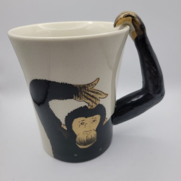 Pier 1 Imports Monkey Arm Mug Coffee Cup Tea Cocoa Front Back Business Jungle - Picture 1 of 7